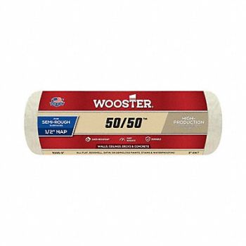 WOOSTER Roller Cover 9 L 1/2 Nap Polyester/Wool, 38UX98