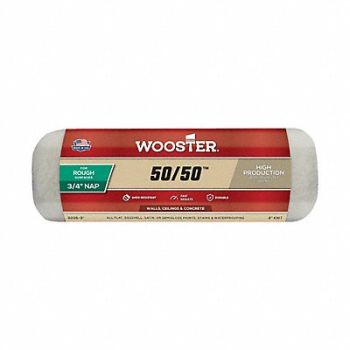 WOOSTER Roller Cover 9 L 3/4 Nap Polyester/Wool, 38UX99