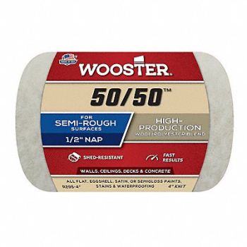 WOOSTER Roller Cover 4 L 1/2 Nap Polyester/Wool, 38UY03