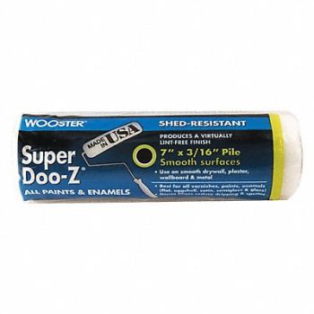 WOOSTER Paint Roller Cover 7 L 3/16 Nap Woven, 38UY07