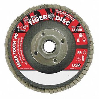 WEILER J1568 Fiber Disc 4 1/2 in Dia 5/8in Arbor, 38UZ47