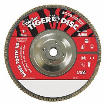 WEILER J1574 Flap Disc Ceramic Alumina 7 in 8600 rpm, 38UZ52