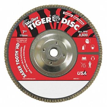 WEILER J1574 Flap Disc Ceramic Alumina 8600rpm 80Grit, 38UZ53
