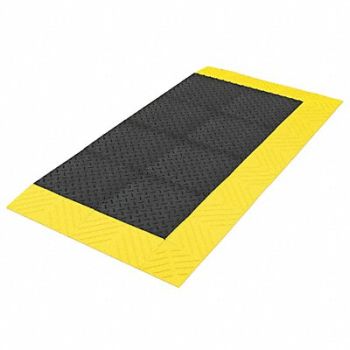 NOTRAX Antifatigue Mat Black YllwBrdr 3ft6 x6ft, 38W618