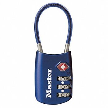 MASTER LOCK Luggage Padlock 1 2/3 in Oval Blue, 38W808