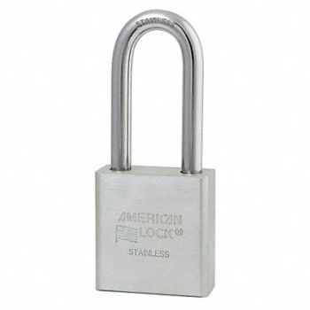 AMERICAN LOCK Keyed Padlock 3/4 in Rectangle Silver, 38W813