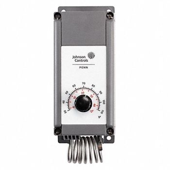JOHNSON CONTROLS Mech Tstat Heat or Cool Plastic 110/30F, 38Y075