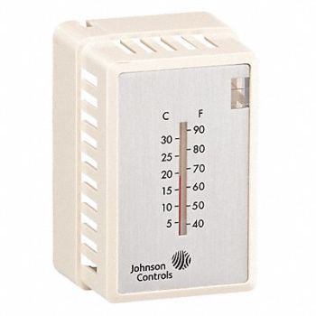 JOHNSON CONTROLS Tstat Cover Plastic Vert W/Thermometer, 38Y140