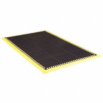 NOTRAX Drainage Mat Blck wYlwBrdr 3ft.2 x5ft.4, 38ZC97