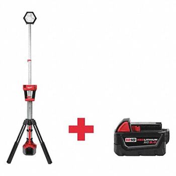 MILWAUKEE Cordless Tripod Light Battery Incl, 508V61