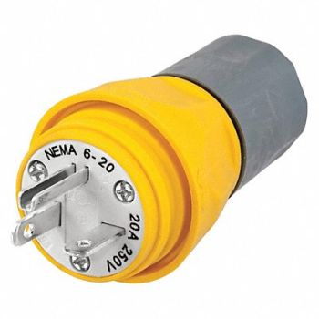 HUBBELL Watertight Plug 6-20P 20A 250VAC Yellow, 39AW19