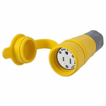 HUBBELL Watertight Conn 5-15R 15A 125VAC Yellow, 39AW22