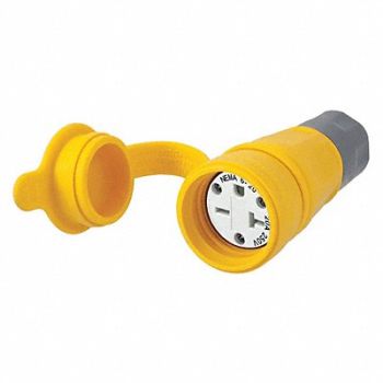HUBBELL Watertight Conn 6-20R 20A 250VAC Yellow, 39AW24