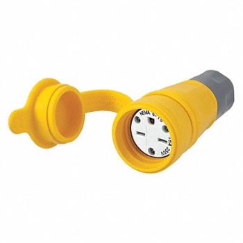 HUBBELL Watertight Conn 6-15R 15A 250VAC Yellow, 39AW25