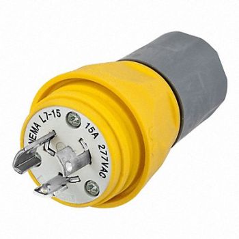 HUBBELL WT Plug L6-15P 15A 250VAC Yellow, 39AW27