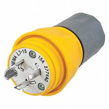 HUBBELL WT Plug L7-15P 15A 277VAC Yellow, 39AW28
