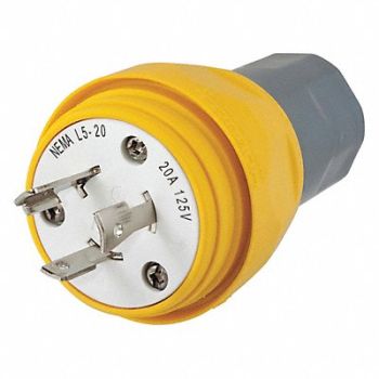HUBBELL WT Plug L5-20P 20A 125VAC Yellow, 39AW32