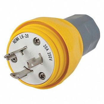 HUBBELL WT Plug L6-20P 20A 250VAC Yellow, 39AW33