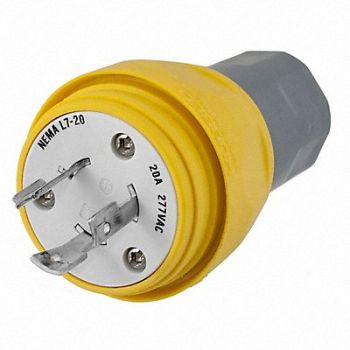 HUBBELL WT Plug L7-20P 20A 277VAC Yellow, 39AW34