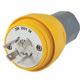 HUBBELL WT Plug L15-20P 20A 250VAC Yellow, 39AW36