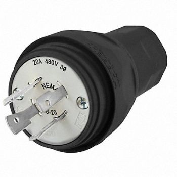 HUBBELL WT Plug L16-20P 20A 480VAC Black, 39AW38