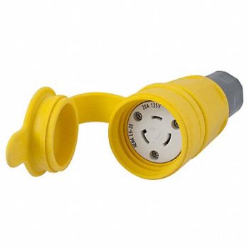 HUBBELL Connector L5-20R 20A 125VAC Yellow, 39AW39