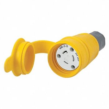HUBBELL Connector L6-20R 20A 250VAC Yellow, 39AW40