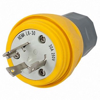 HUBBELL WT Plug L6-30P 30A 250VAC Yellow, 39AW47