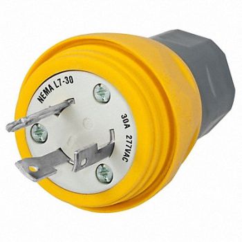 HUBBELL WT Plug L7-30P 30A 277VAC Yellow, 39AW48