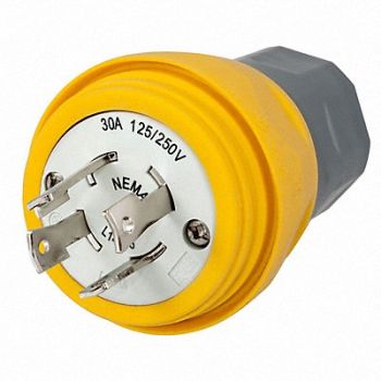 HUBBELL WT Plug L14-30P 30A 125/250VAC Yellow, 39AW49