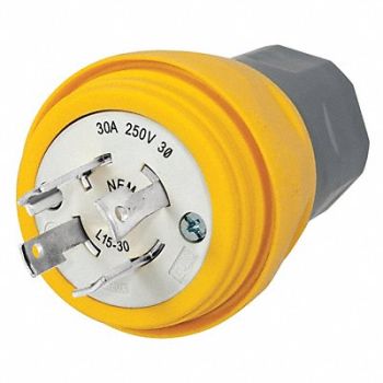 HUBBELL WT Plug L15-30P 30A 250VAC Yellow, 39AW50
