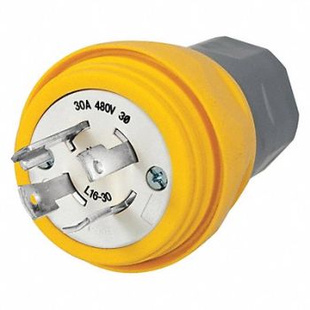 HUBBELL WT Plug L16-30P 30A 480VAC Yellow, 39AW51