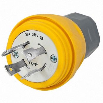 HUBBELL WT Plug L17-30P 30A 600VAC Yellow, 39AW52