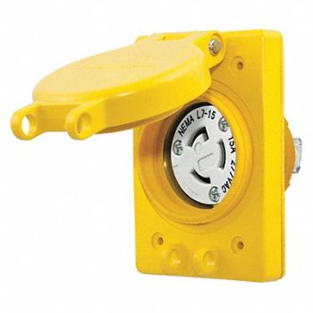 HUBBELL Watertight Locking Receptacle 15 Yellow, 39AW66