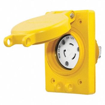 HUBBELL Watertight Locking Receptacle 20 Yellow, 39AW67