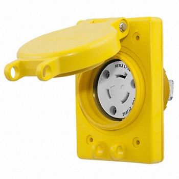 HUBBELL Watertight Locking Receptacle 20 Yellow, 39AW69