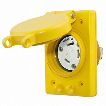 HUBBELL Watertight Locking Receptacle 30 Yellow, 39AW72