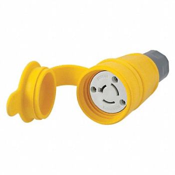 HUBBELL Connector Non-NEMA 20A 125/250VAC Yellow, 39AW84