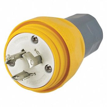 HUBBELL WT Plug Non-NEMA 20A 125/250VAC Yellow, 39AW85