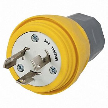 HUBBELL WT Plug Non-NEMA 30A 125/250VAC Yellow, 39AW87