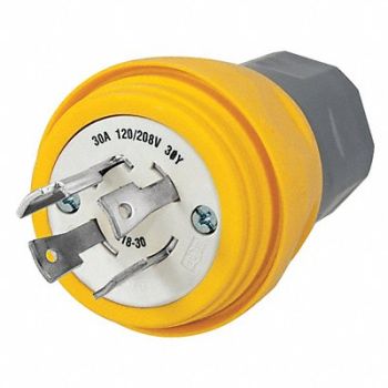 HUBBELL WT Plug L18-30P 30A 120/208VAC Yellow, 39AW89