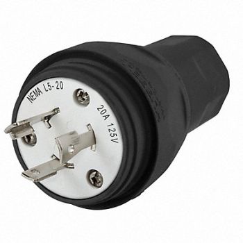HUBBELL Plug L5-20P 15A 125VAC Black, 39AW95