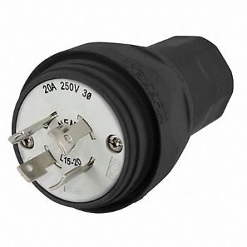 HUBBELL WT Plug L15-20P 20A 250VAC Black, 39AW96