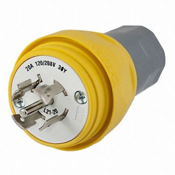 HUBBELL WT Plug L21-20P 20A 120/208VAC Yellow, 39AW97