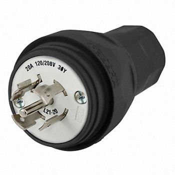 HUBBELL WT Plug L21-20P 20A 120/208VAC Black, 39AW98
