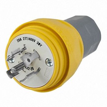 HUBBELL WT Plug L22-20P 20A 277/480VAC Yellow, 39AW99