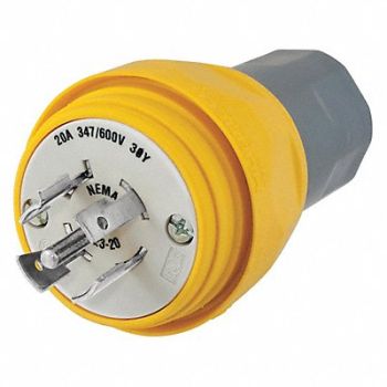 HUBBELL WT Plug L23-20P 20A 347/600VAC Yellow, 39AX01