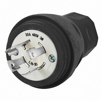 HUBBELL WT Plug L16-30P 30A 480VAC Black, 39AX09