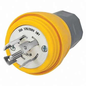 HUBBELL WT Plug L21-30P 30A 120/208VAC Yellow, 39AX10