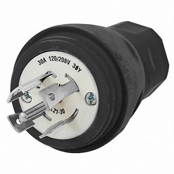 HUBBELL WT Plug L21-30P 30A 120/208VAC Black, 39AX11